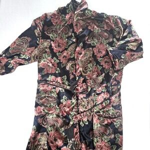 Vintage Victorias Secret Gold Label Satin Terry Lined Floral Paisley Robe OSFA